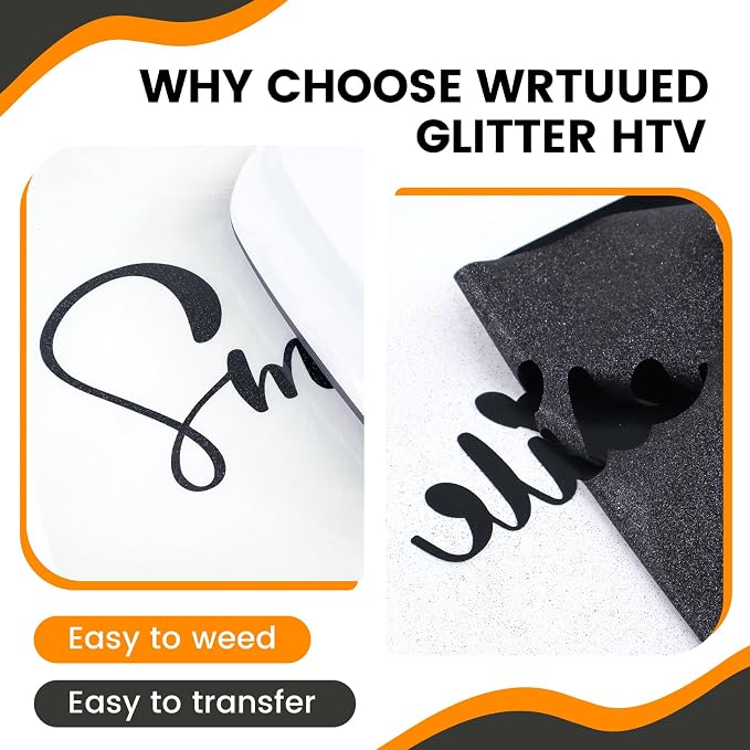 Black Glitter HTV Heat Transfer Vinyl