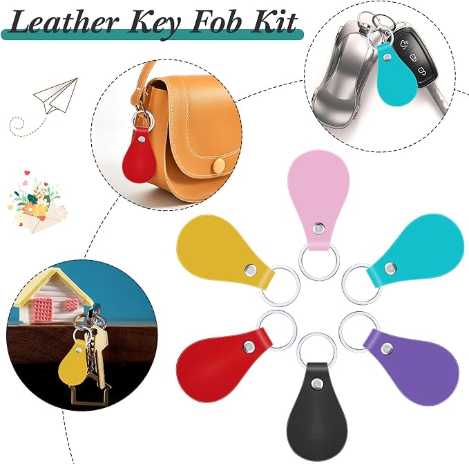 Taiyin 30 Pcs Leather Key Fob Kit