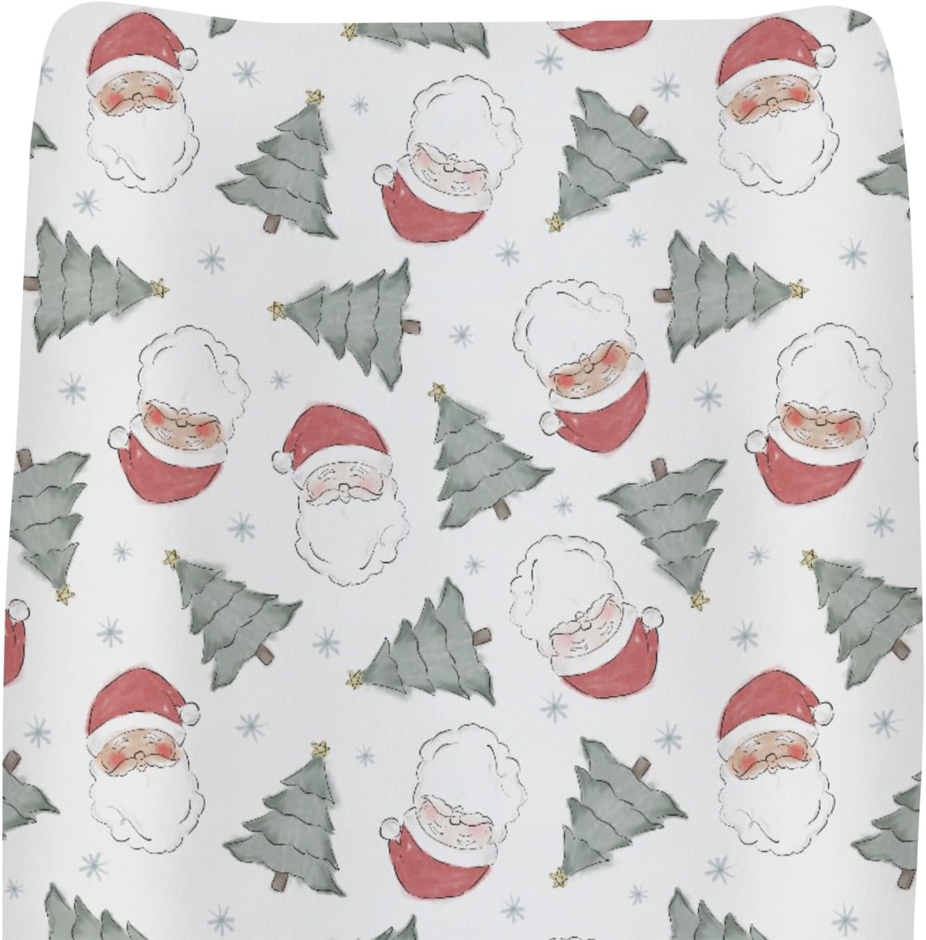 Pastel Santa Christmas Trees Baby Changing Pad Covers for Boy Girl Red Santa Claus Snowflakes Fitted Changing Table Cover Mats Winter Holiday Festive Soft Diaper Change Table Cover Sheets 32''×16''
