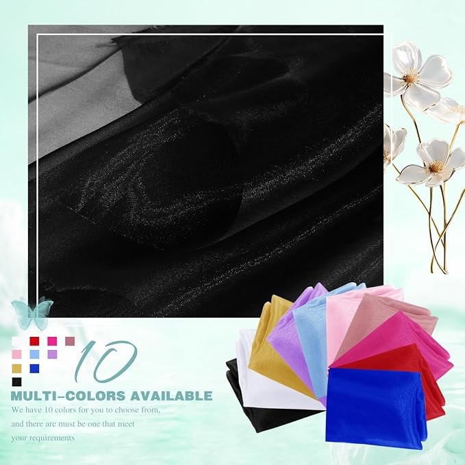 VACVELT Black Sheer Organza Fabric by The Yard 60" Wide | Semi-Transparent