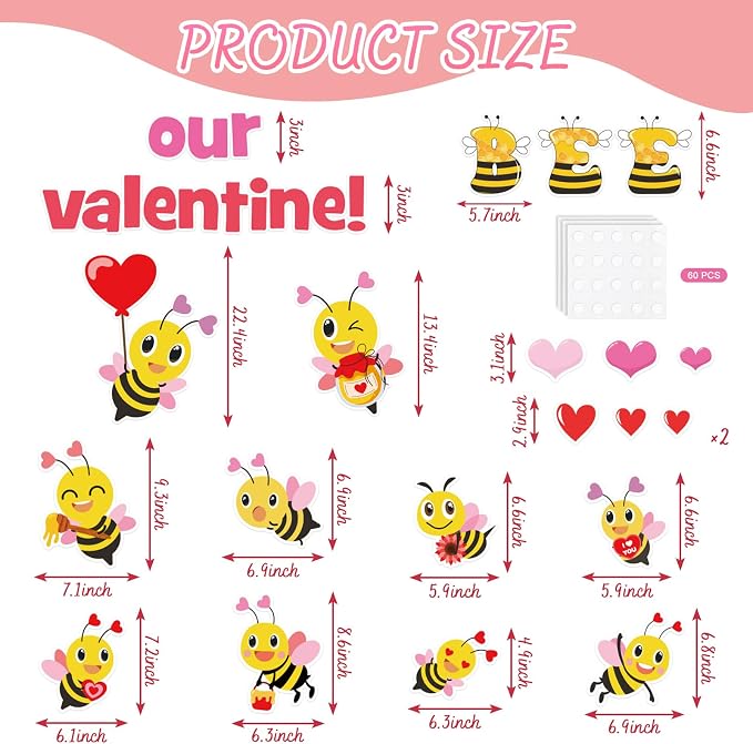 JarThenaAMCS Valentine' s Day Bee Classroom Door Decoration Bulletin Board Set
