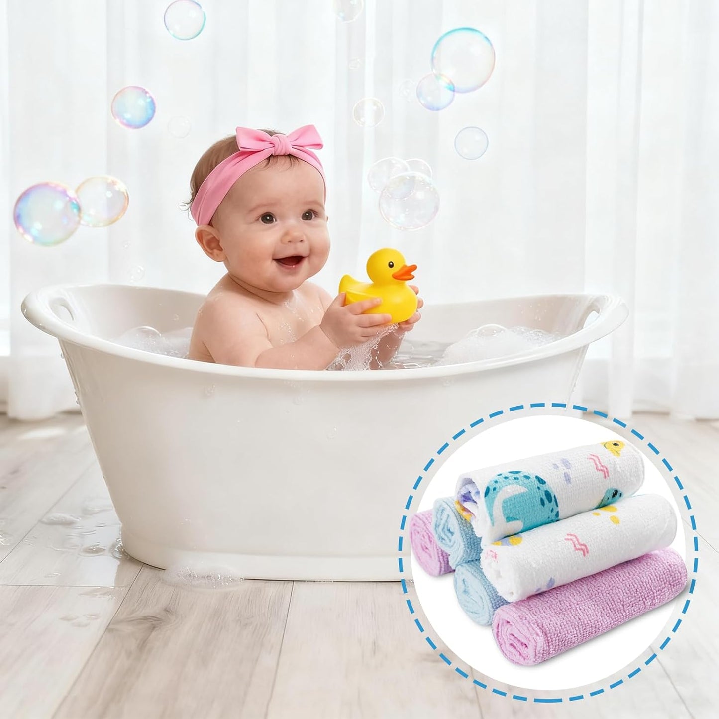 Baby Washcloths, 24Pack Baby Wash Cloths Extra Soft & Ultra Absorbent, Baby Towels and Washcloths Face Towels for Unisex Boys Girls Body, Washclothes Gentle on Sensitive Skin, 9x9 Purple Dinosaur