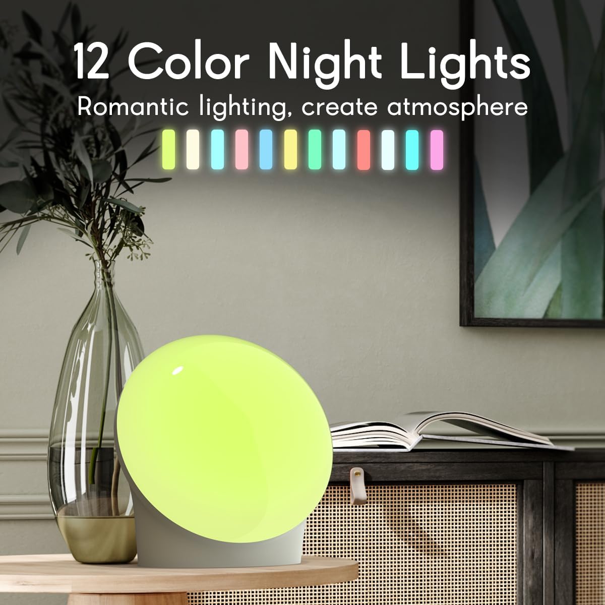 BrownNoise Electric Night Light for Baby 12 Colors Reading Lights for Indoor Use and 10 Adjustable Brightness for Baby Adult Kids