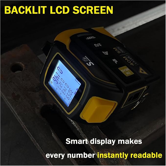 4-in-1 Laser Tape Measure with Laser Level Crosshairs |130ft/40m Laser