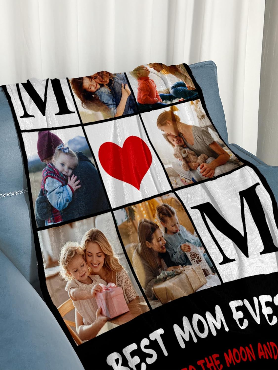 Personalized Mothers Day Blanket Gifts for Mom Custom Flannel Blankets with Photos Pictures Text， Customized Mother's Day Birthday Best Gift for Mom Grandma Wife, 40 * 50in
