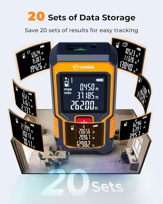 CIGMAN Mini Laser Measuring Tool, 262Ft Laser Tape Measure
