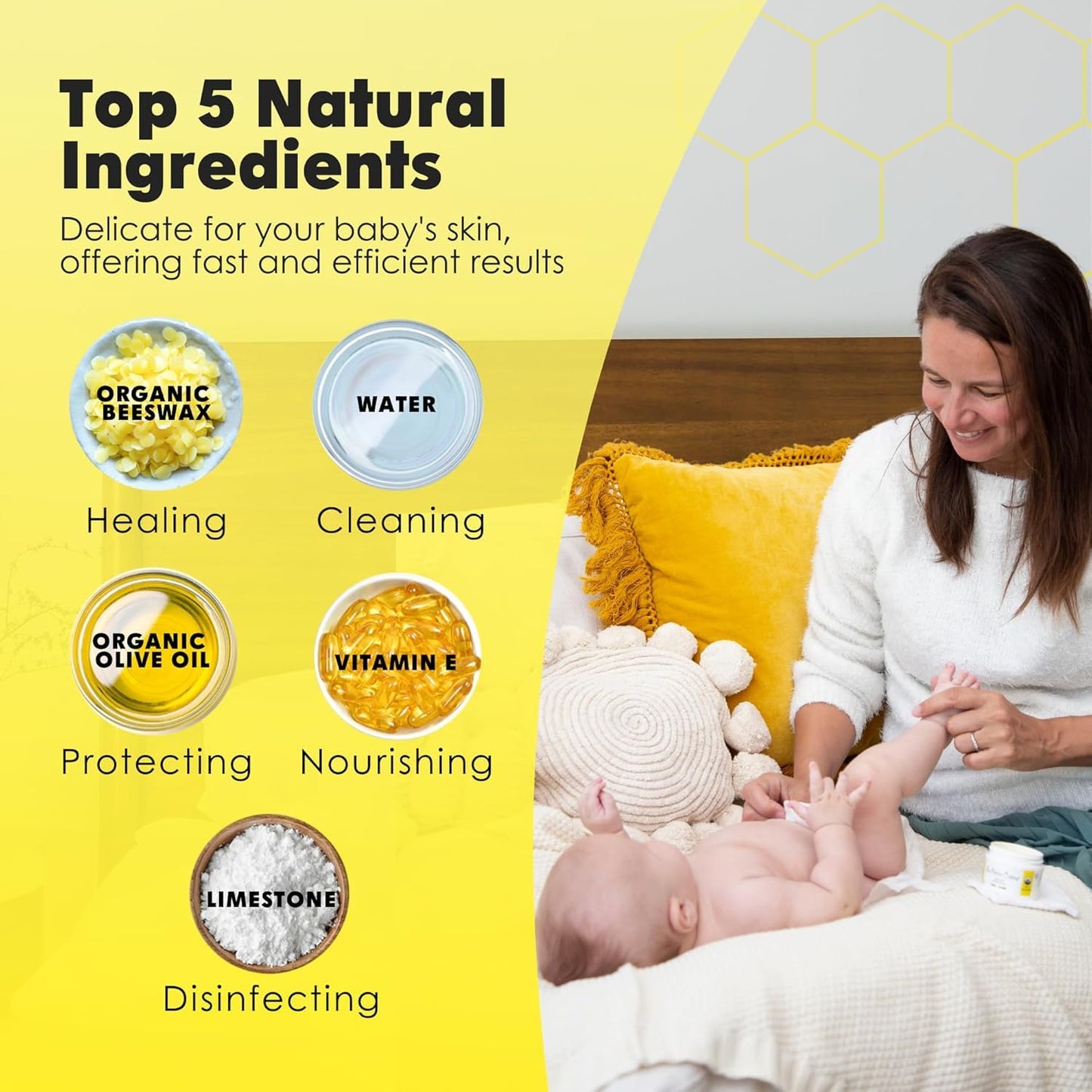 La Petite Creme French Organic Diaper Balm (4 oz) - Healing & Nourishing Diaper Cream - Gentle & Safe Liniment Baby Lotion - USDA Certified Organic - Baby Essentials for Newborn