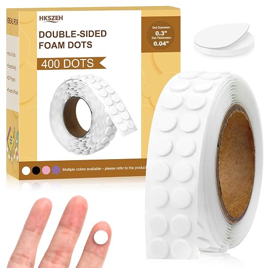 400 PCs 1mm Thin Double Sided Foam Dots 0.3" Adhesive Foam Tape