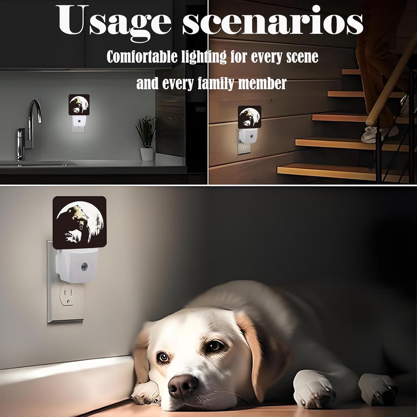 Brown Bear Night Light,Plug-in Nightlights Auto Sensor Night Lamp Dusk-to-Dawn Lamp Home Decor for Nursery Children Girls Boys