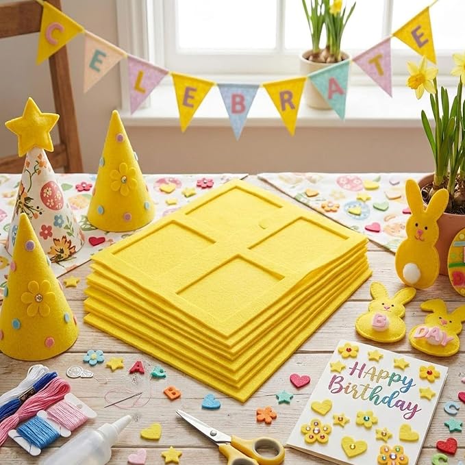 HaoFeiJH 6 Pcs Yellow Soft Felt Fabric Sheets