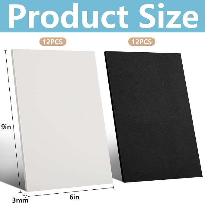 codree 24 Pcs 3mm Thick Embroidery Foam- 6 x 9 Inch EVA Foam Sheets