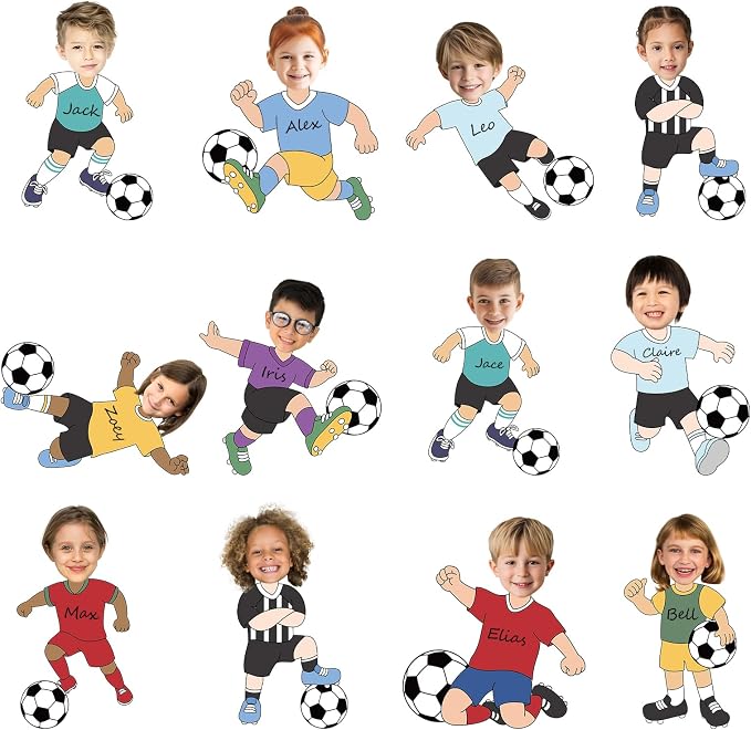 OBUSATT 60 Pcs Soccer Player Theme Cutouts Soccer Bulletin Board Decorations