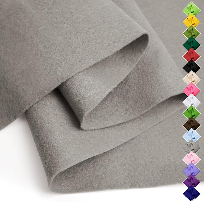 Soft Felt Fabric Sheet 18" x 36", 1.6mm Acrylic Craft Felt, Light Grey | Soft