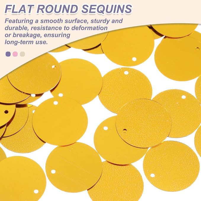MECCANIXITY 700 Pcs Flat Round Sequins 15mm/0.6 Inch Loose Paillettes Craft