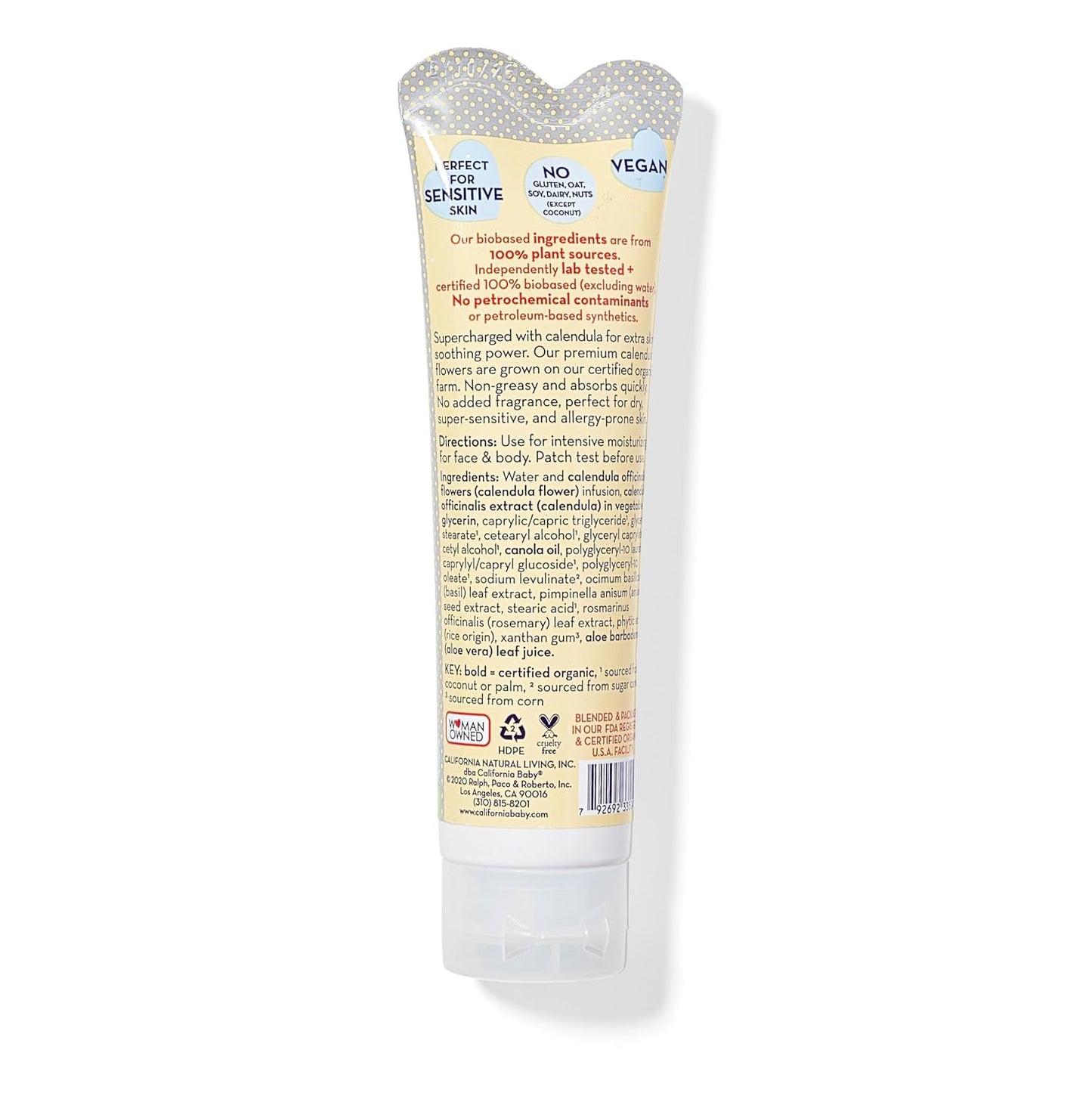California Baby Calendula Cream (Unscented) | 100% Plant-Based Moisturizer | Soothing Unscented Baby Lotion | Hypoallergenic Lotion | 1.8 oz / 51g
