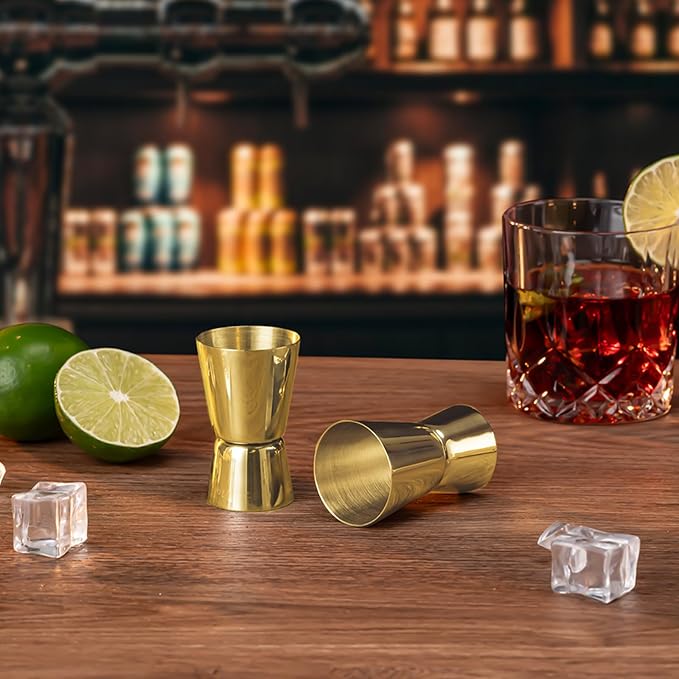 Briout Jigger for Bartending, Flat Edge Gold