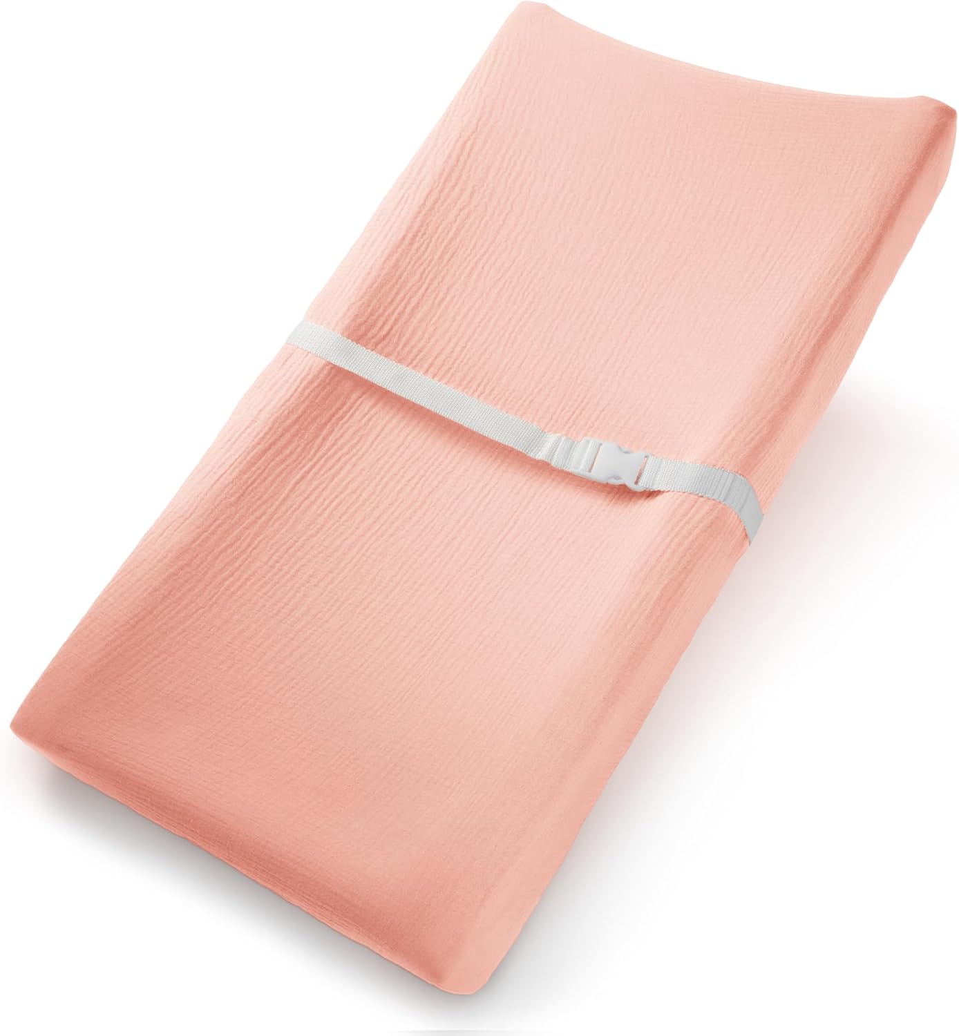 Comfy Cubs Muslin Fitted Changing Pad Cover - Soft, Breathable & Washable 100% Cotton Fitted Sheet for Baby's Comfort - Universal Fit for Flat & Curved Baby Changer Pad - Lace Pink