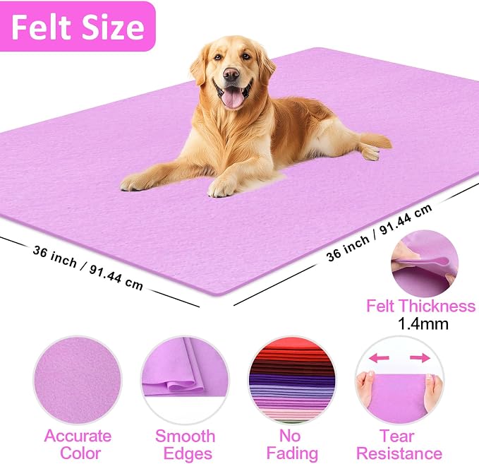 XSEINO Light Purple Large Felt Fabric 36" X 36 ", 1.4 mm Thick Soft Felt Fabric