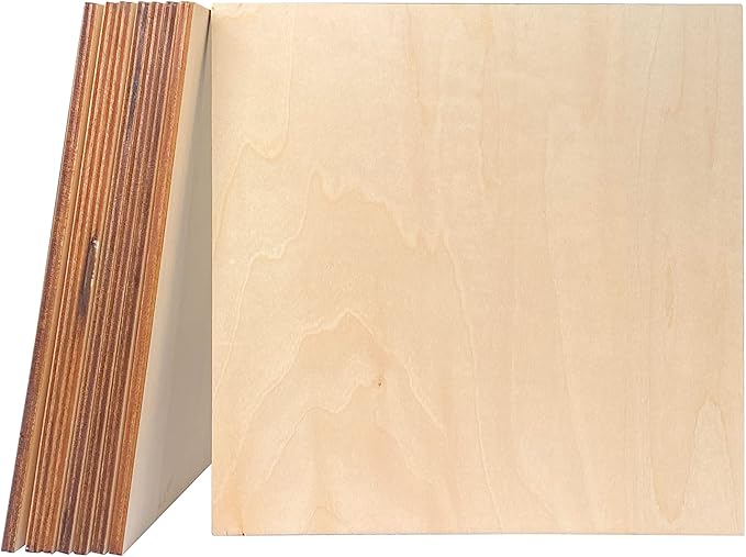 8 Pieces Unfinished Wood Sheet 8x8x3/16 Inch Thick Basswood Plywood Board