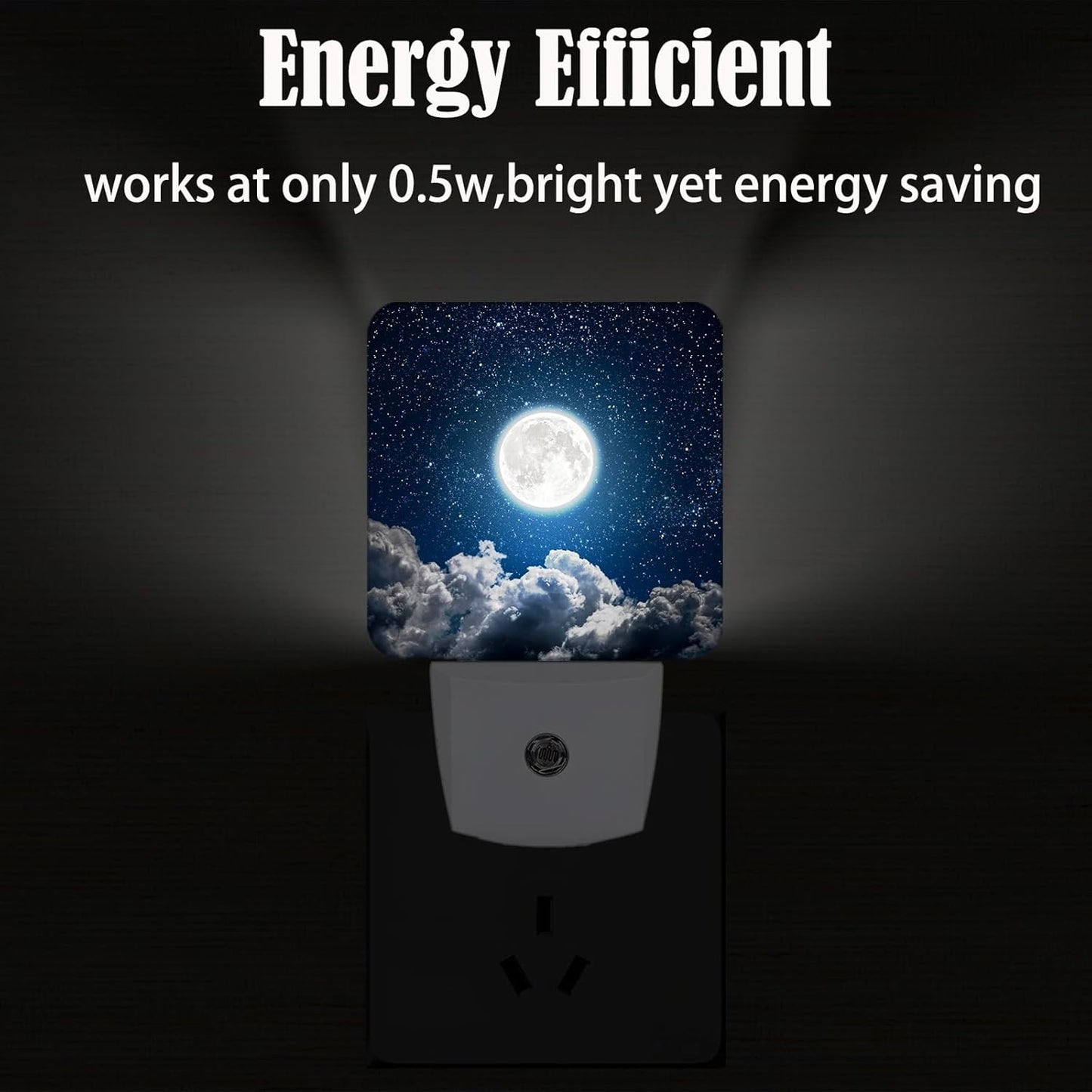 Starry Sky and Moon Night Light,Plug Into Wall Decor for Stairway,Hallway,Kitchen,Dusk to Dawn Sensor Nightlights for Boys/Girls/Women/Men Room Gifts