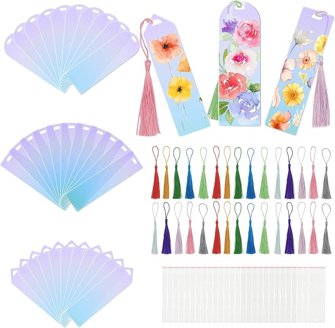 90Pcs Acrylic Bookmark Blanks Kit, 30 Set Iridescent Clear Acrylic Bookmarks