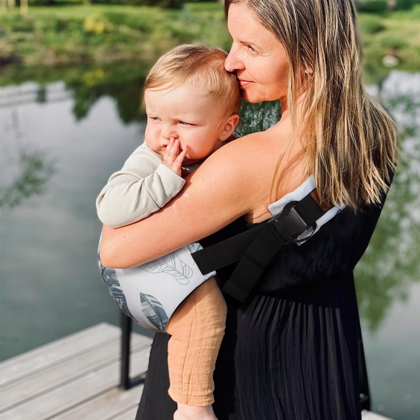 Baby Sling Carrier for Infants and Toddlers 6–36 Months (10–30 lbs), Breathable Cotton Hip Shoulder Carrier – Adjustable, Hands-Free Toddler Sling for Side & Hip Carry(Nature)