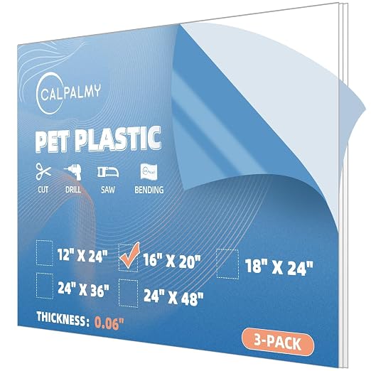 3 Pack of 16 x 20" PET Sheet/Plexiglass Panels 0.06" Thick; Use