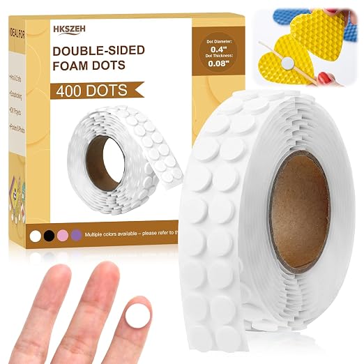 400 PCS 2mm Double Sided Foam Dots 0.4" Foam Round Dots 3D Foam Tape Craft