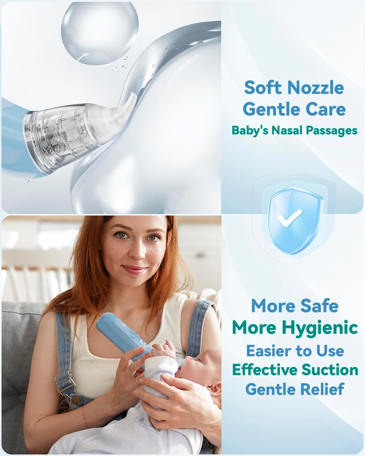 Nasal Aspirator for Baby, Electric Baby Nose Suction with 5 Adjustable Levels Suction, USB-C Rechargeable Mucus Cleaner with Lights and Music, Baby Nasal Aspirator for Toddler with 3 Silicone Tip