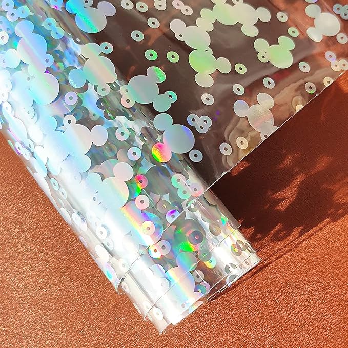 HYANG Transparent Mouse PVC Super Clear Holographic Vinyl Faux Leather Sheets 1
