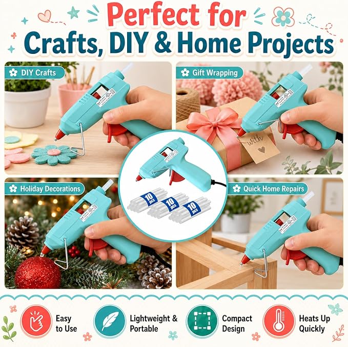 Mini Hot Glue Gun Kit with 30 Glue Sticks and Carrying Case, 15W Fast