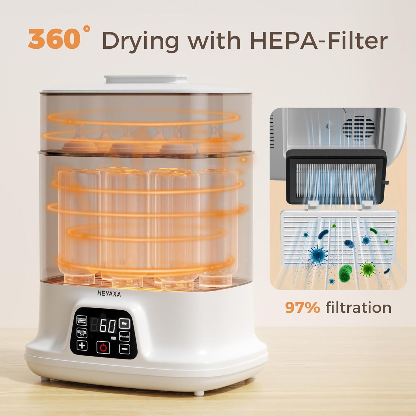 Bottle Steri-lizer and Dryer, Electric Steamer and Dryer for All Bottles, Parts & Baby Essentials, 10 Bottles Large Capacity, Touch Screen and Auto-Off