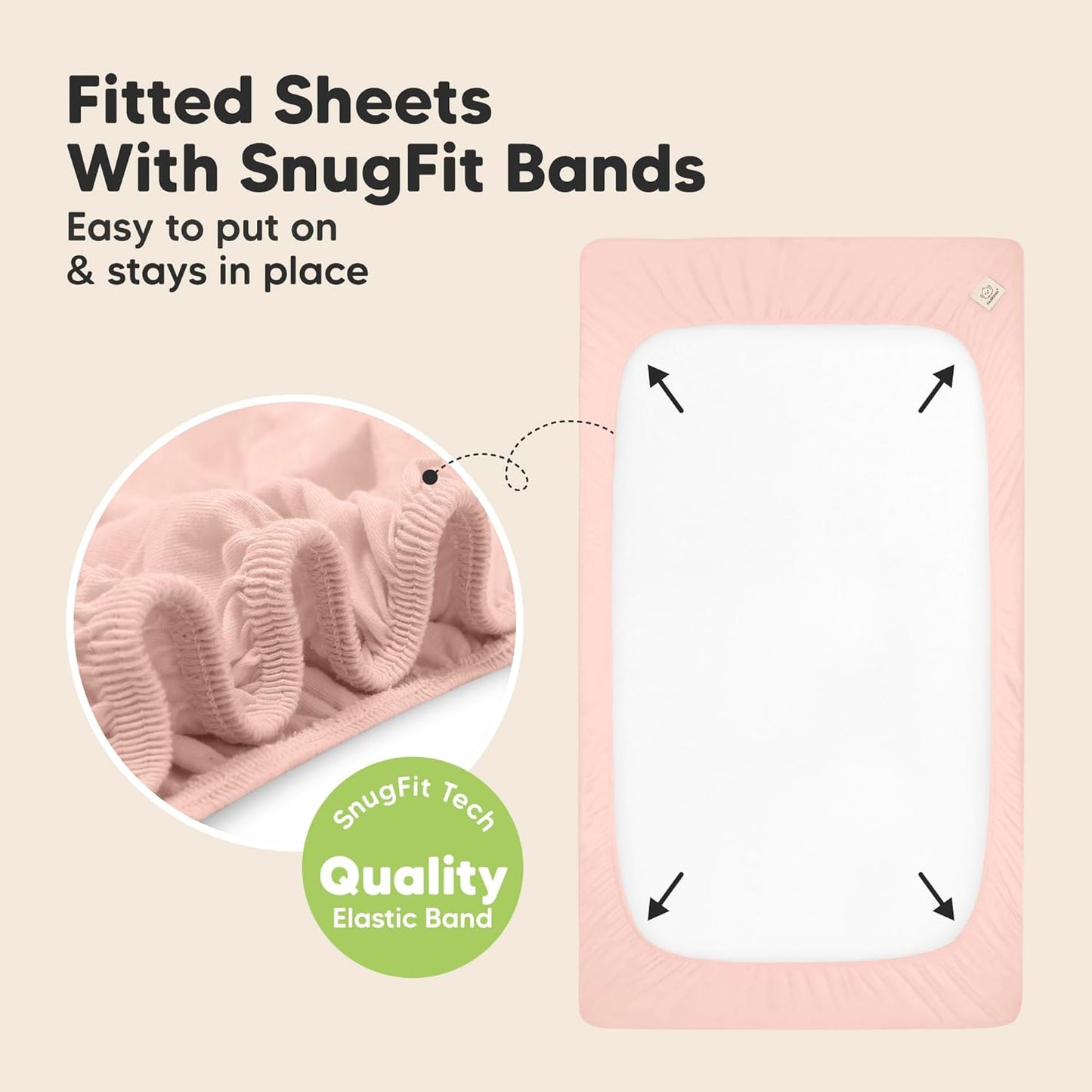 2-Pack Waterproof Baby Crib Sheets for Boys, Girls - 52x28 Viscose Derived from Bamboo Toddler Bed Sheet Neutral, Fitted Crib Mattress Protector Cover for Baby Bedding, Soft & Gentle (Cameo)
