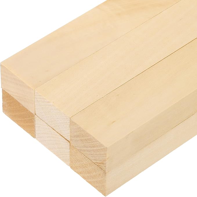 MECCANIXITY 6Pcs Basswood Sticks, 1.2" x 0.8" x 16" Square Wooden Dowel Rods
