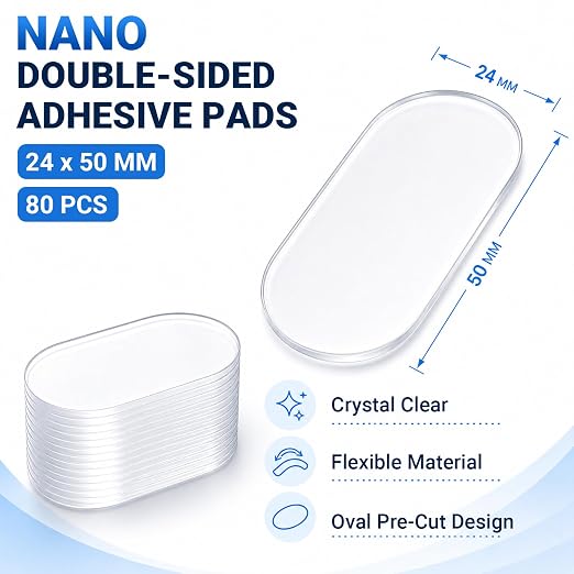 80 PCS Nano Double Sided Adhesive Pads, Waterproof No Damage Removable Heavy