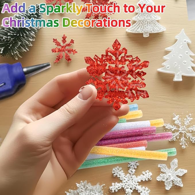 52 Pack Mini Glitter Color Hot Glue Sticks 13 Colored, 3.94" Long x 0.28"