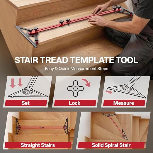 Stair Tread Template Tool, Precision Angle Length Depth Measuring Gauge Tool