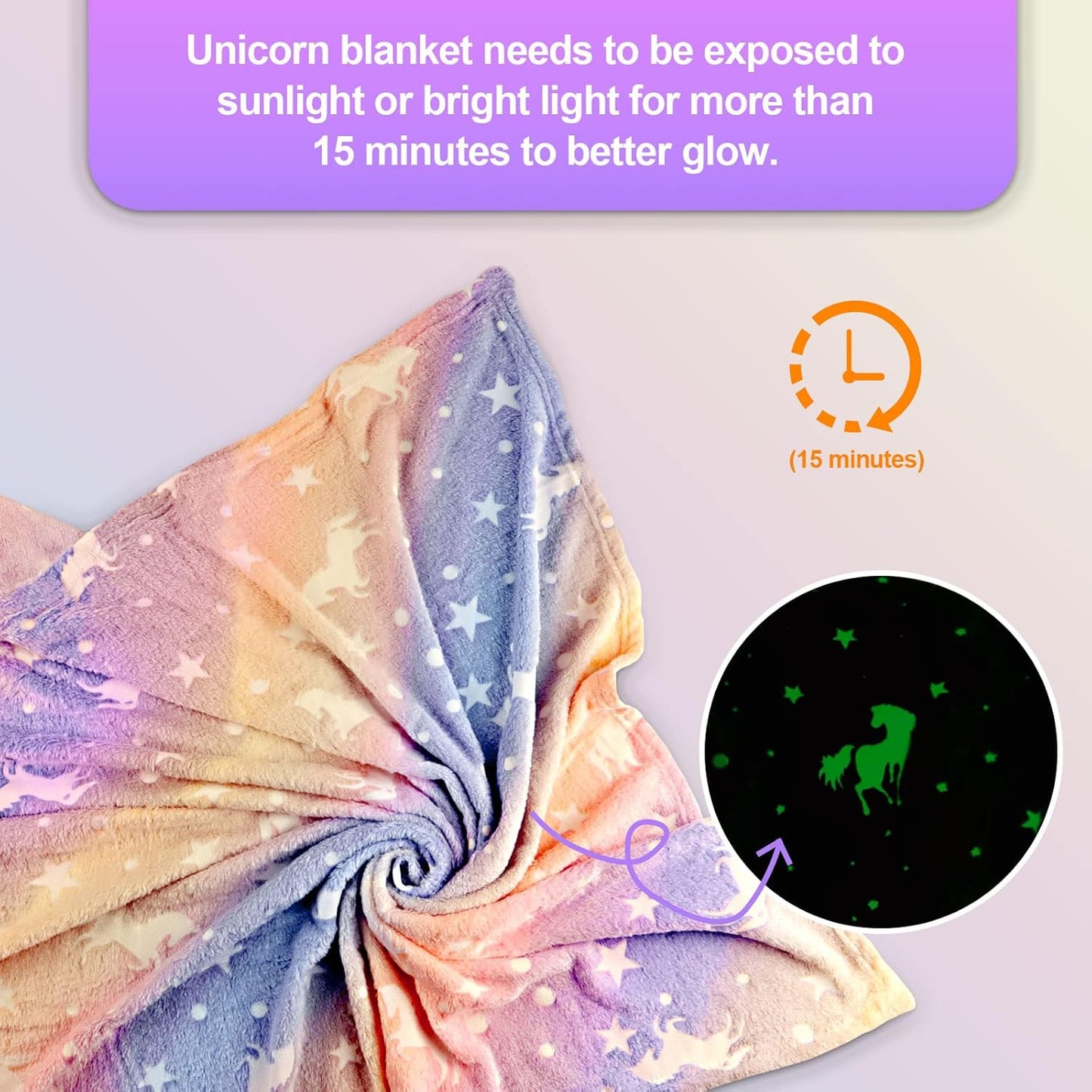 Unicorn Glow in The Dark Blankets for Kids, Soft Fleece Blankets for Girls/Toddler, Unicorns Gifts for Girls Age 3-12 30"x 40"