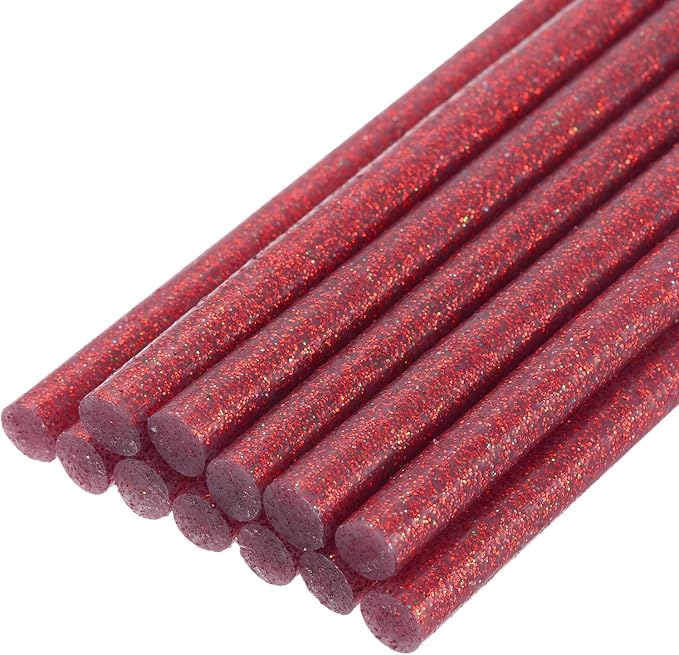 uxcell Mini Hot Glue Sticks for Glue Gun 11mm x 100mm Glitter Red 12pcs