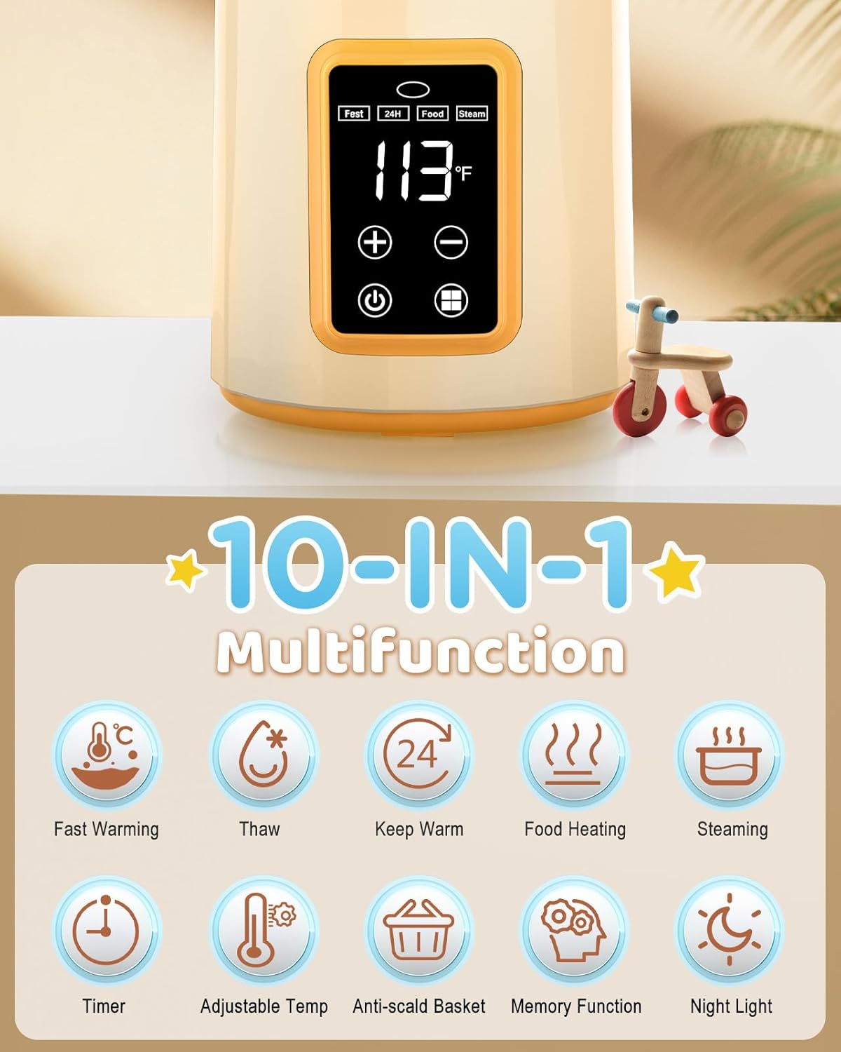 Bottle Warmer, Faster Heating Baby Milk Warmers for All Bottles with Accurate Temp Control Water Bath Tech and Auto Shut-Off, BPA-Free Multifunctional Bottle Warmer for Breastmilk and Formula