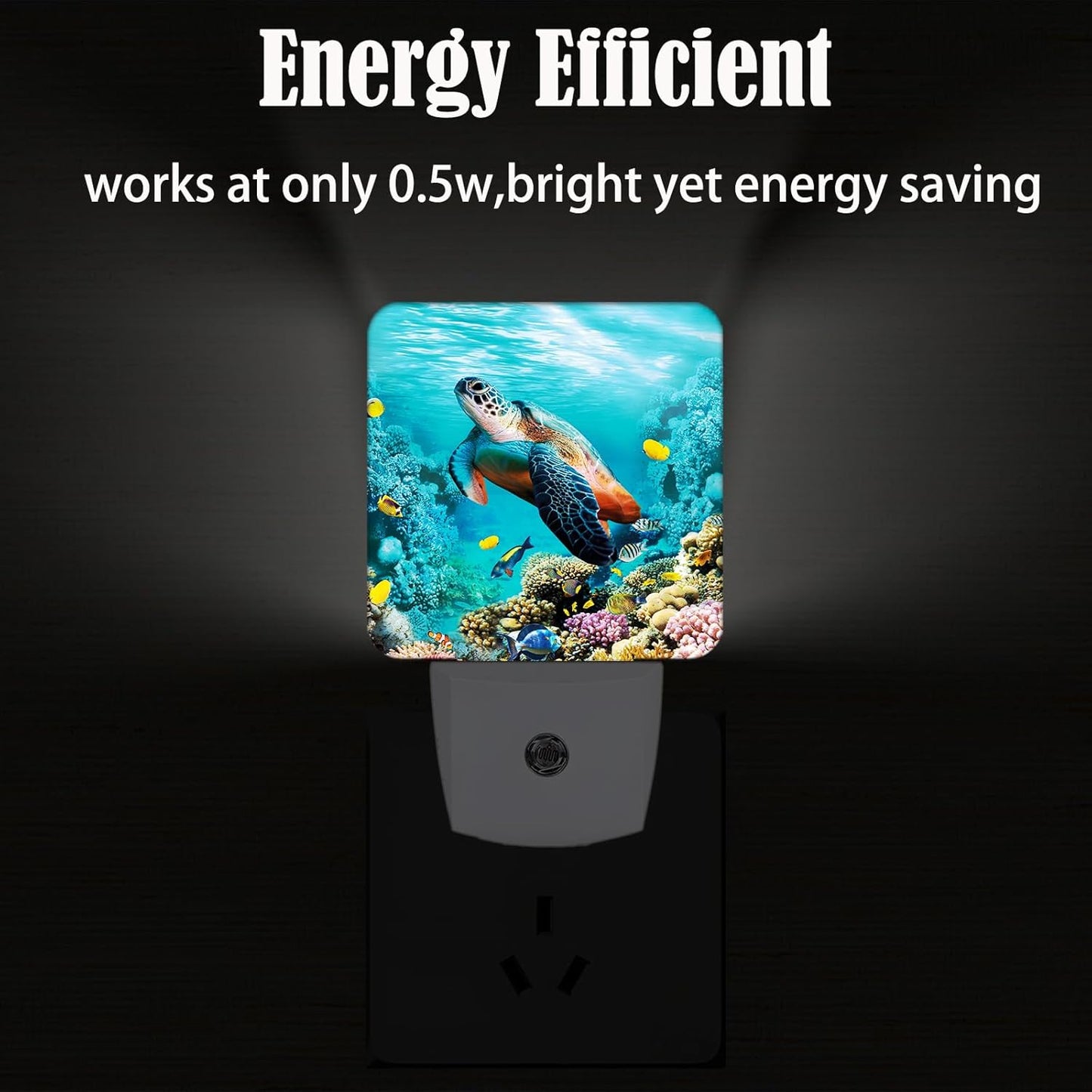 Sea Turtle Corals Fish Night Light,Plug Into Wall with Dusk to Dawn Light Sensors, Warm Nightlights for Bedroom, Bathroom, Hallway, Kitchen, Gifts Ideal for Boys Girls Women Men