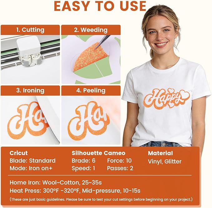 Orange Glitter HTV Heat Transfer Vinyl