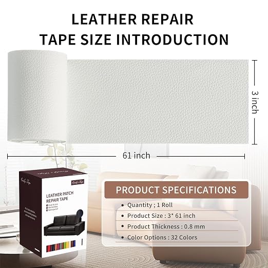Leather Repair Patch Tape, Car Seat, Vinyl Leather Repair Kit