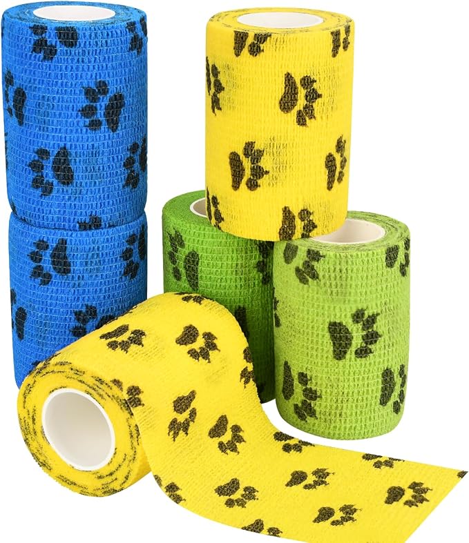 6pcs 3" Self Adhesive Bandage Wraps Paw Prints A |