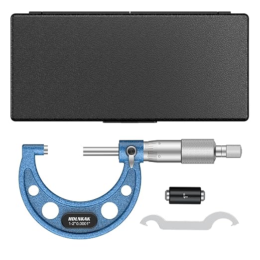 HDLNKAK Outside Micrometer, 1-2" Machinist Micrometer, 0.0001" Graduation