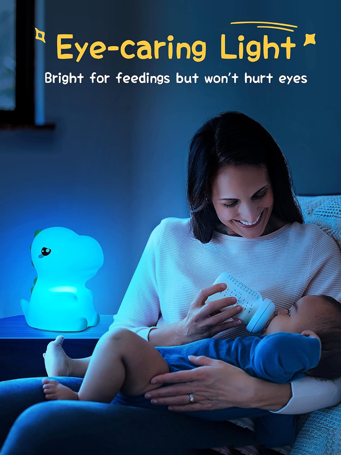 Cute Kids Night Light Night Lamp Night Lights for Kids Bedroom Toddler Baby Portable Silicone Battery Led Nightlight Nursery (Dinosaur)
