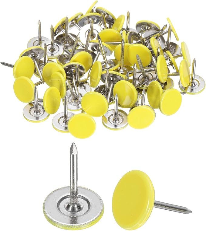 uxcell 150Pcs Upholstery Tacks, 11mmx15mm Flat Head Thumb Tack Decorative