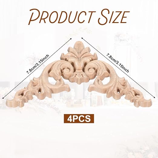 4 Pcs Wood Appliques for Furniture, Victorian Furniture Decorative Wood Trim