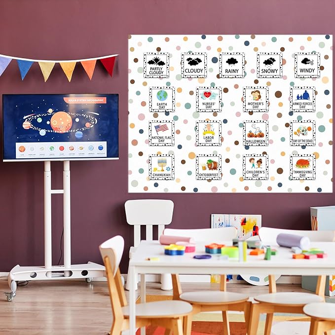 Qyeahkj Boho Dot Bulletin Board Paper Roll Boho Polka Dot Bulletin Board