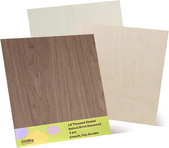 6 Pack Walnut Wood Plywood Sheets, Smooth Surface, Uniform Thickness, No Burrs